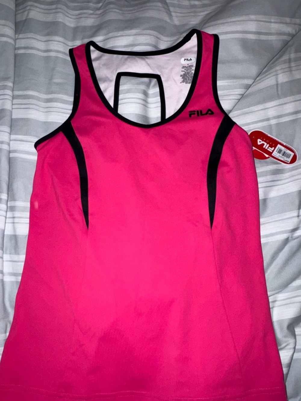FILA Hot Pink Racerback Tank with Black Trim
